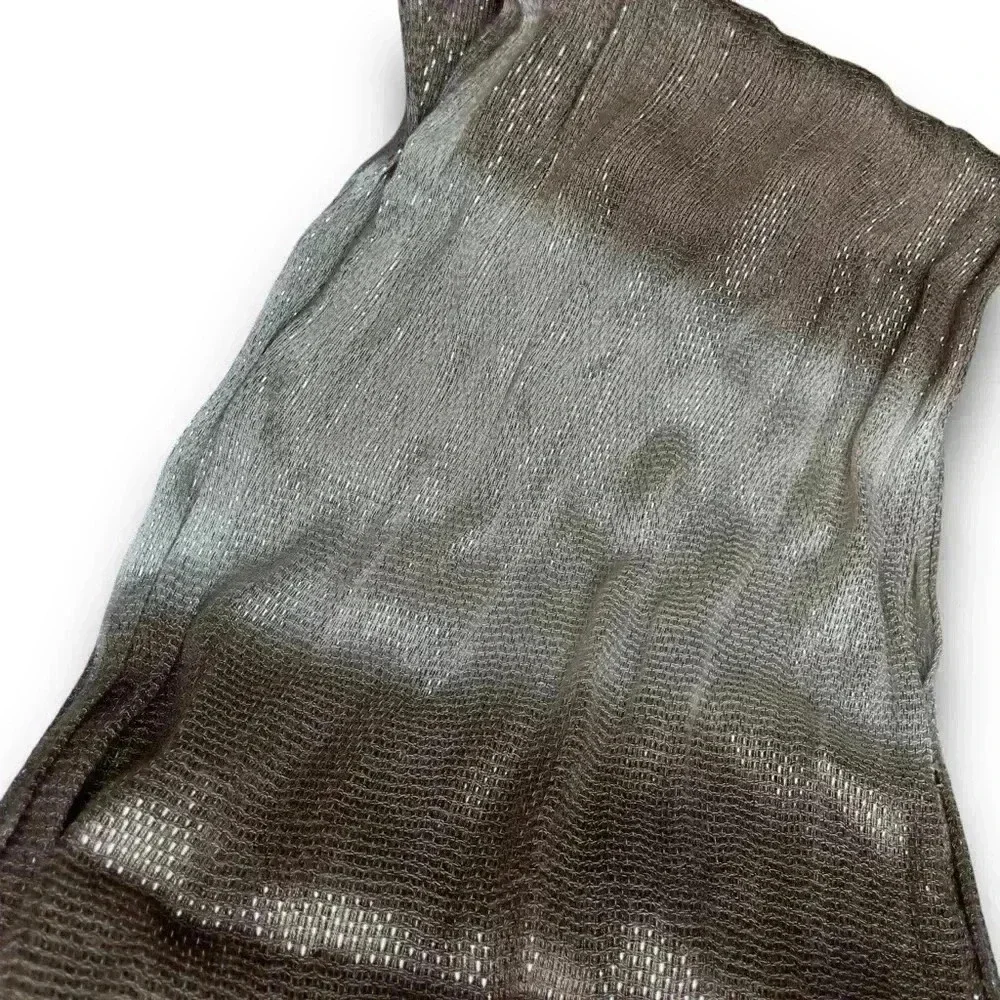 Y2K Scarf Ombré Stripe Beige Knit Metallic Fringe Boho Chic Coquette Cottagecore